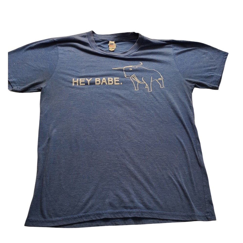 Royal Apparel Hey Babe Longhorn Bull Men's Graphic Tee Heather Blue Medium
